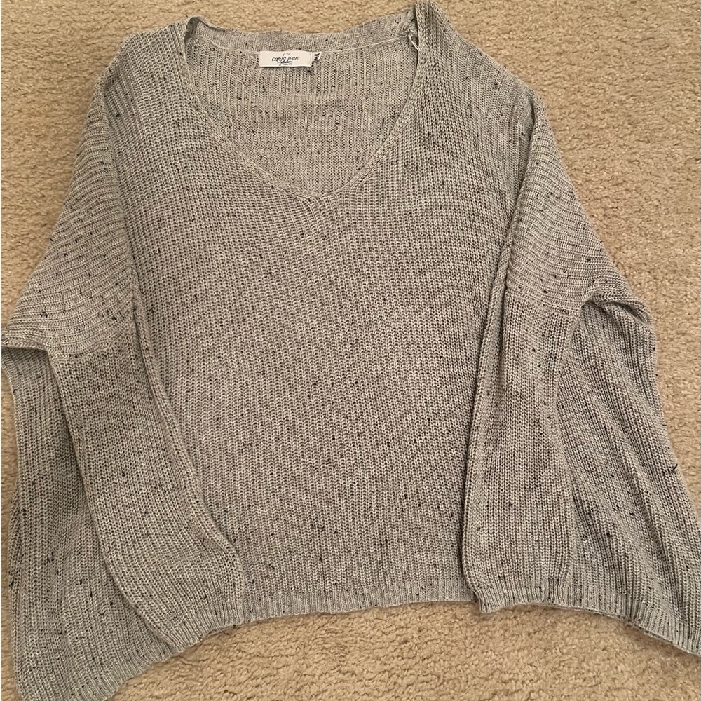 Cathy Jean Speckled Gray V-Neck Sweater